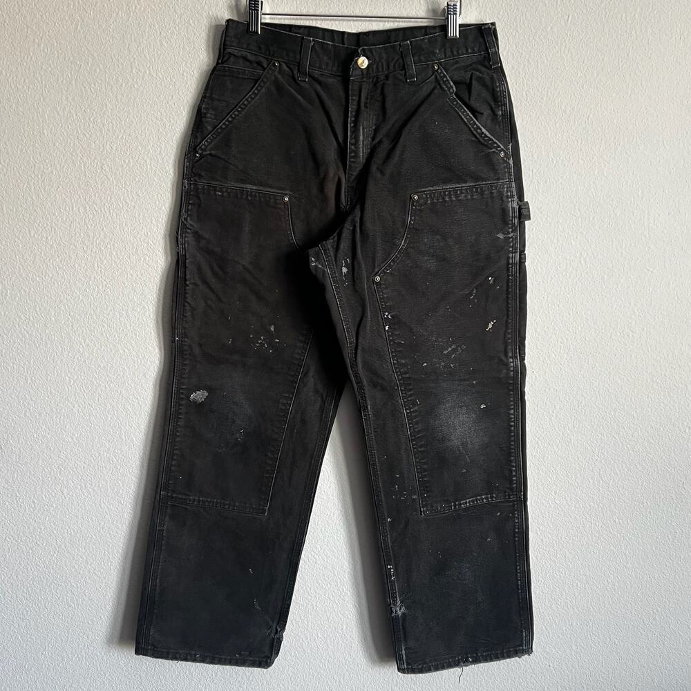 Carhartt B136 BLK faded black double knee work wear carpenter pants